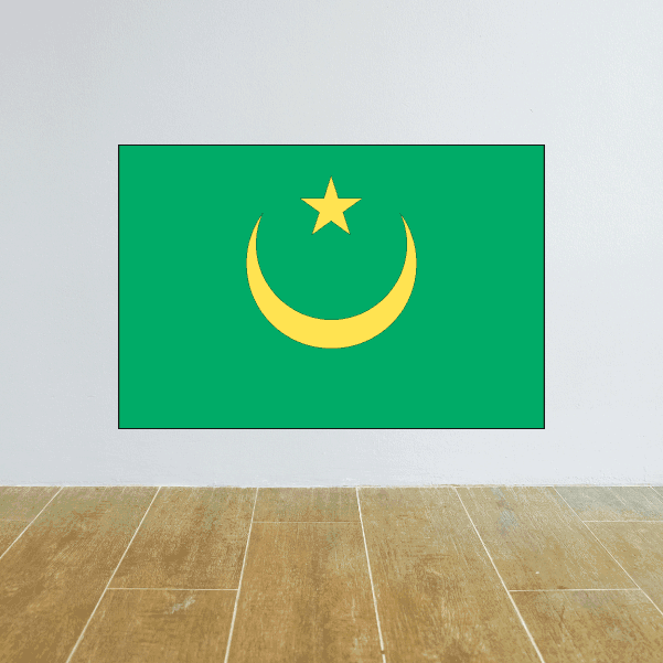 Mauritania flag sticker: green with gold crescent and star