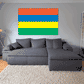 Mauritius flag rectangular sticker with red, blue, yellow, and green stripes