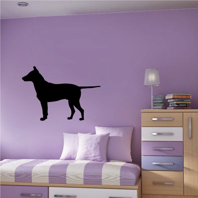 Black dog silhouette decal with standing pose