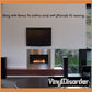 Cursive wall decal: "May our home be warm and our friends be many".