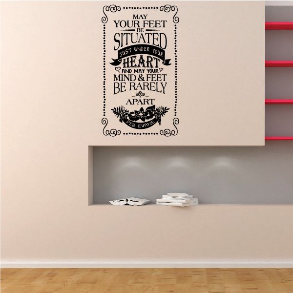 Square black Irish blessing wall decal with quote text and ornate border