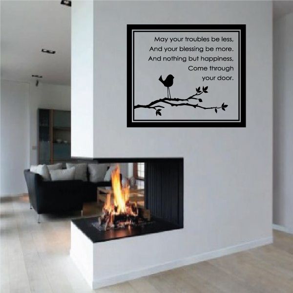 Irish blessing wall decal with framed quote, bird silhouette and branches