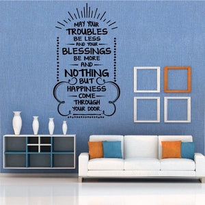 Irish blessing wall decal with quote and decorative shamrock outline