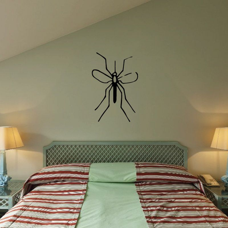 Mayfly spread wings wall decal, black insect silhouette with detailed wings and antennae.