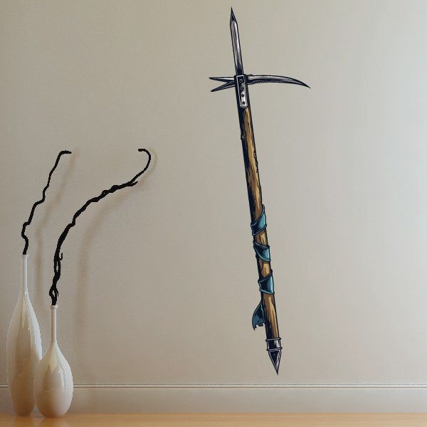 Medieval Lucern hammer sticker, blue-banded handle with pointed head and spike