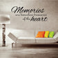 Wall decal with cursive text: “Memories are timeless treasures of the heart”