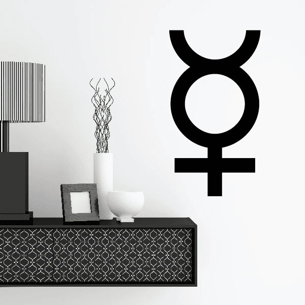 Black mercury symbol astrological wall decal