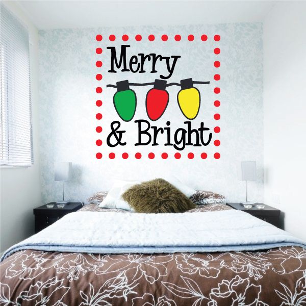 Image of Merry and Bright Christmas Lights Printed Decal