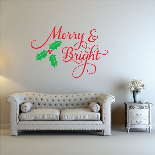 Image of Merry and Bright Holly Printed Decal