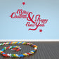 Red Merry Christmas and Happy New Year quote decal with small stars
