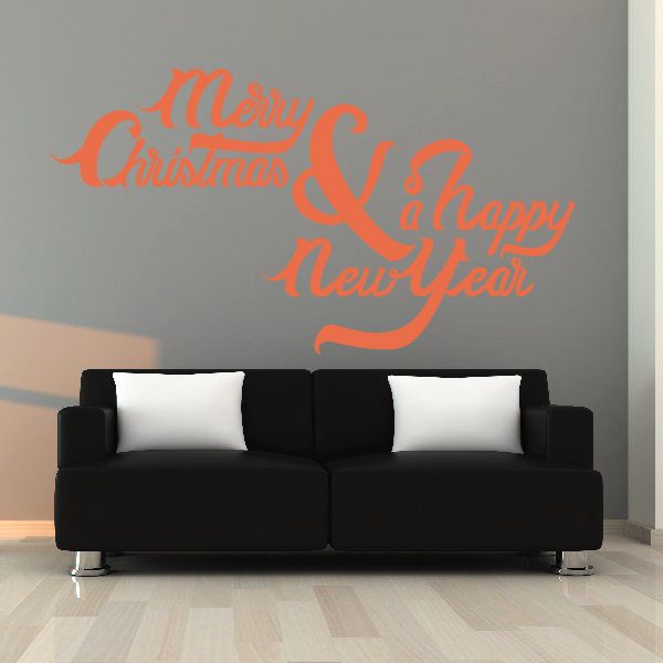 Image of Merry Christmas and Happy New Year Quote Decal