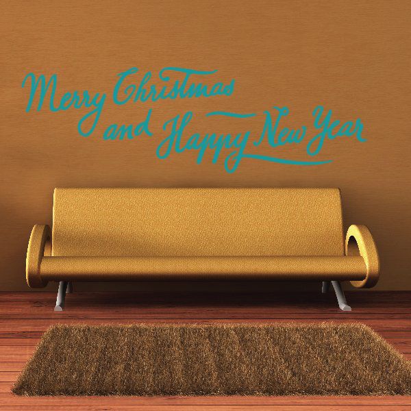 Image of Merry Christmas and Happy New Year Quote Decal