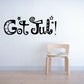 Black 'God Jul!' wall decal with stars and swirl accents