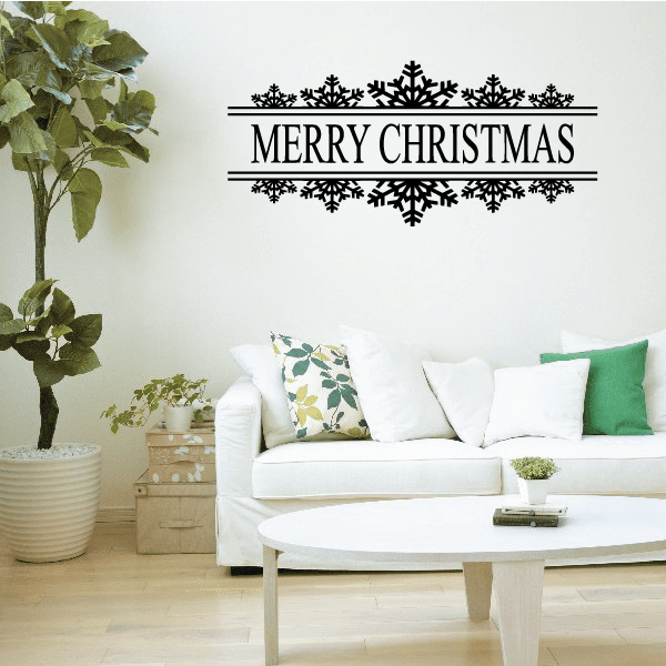 Image of Merry Christmas Snowflake Banner Decal