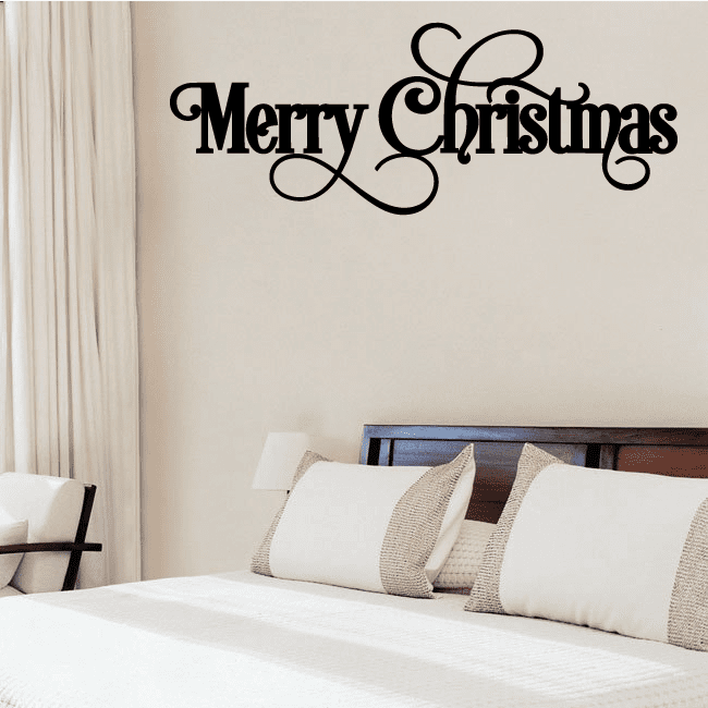 Image of Merry Christmas Swirls Quote Decal