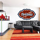 Merry Christmas to You sticker with red and blue ornate badge design