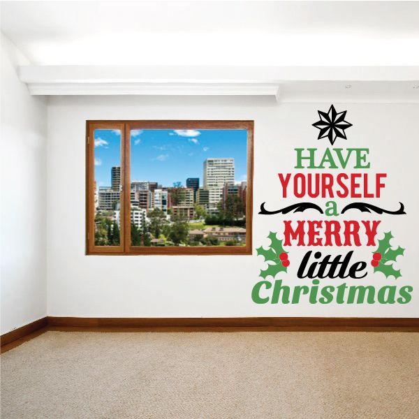 Image of Merry Little Christmas Quote Tree Printed Decal