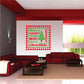 Square holiday wall decal with red/green check border and repeated “Merry Christmas” text