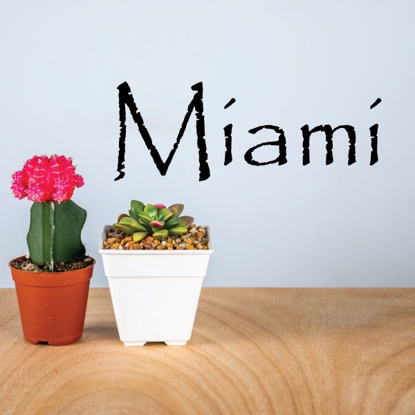 Miami papyrus style decal with large black lettering