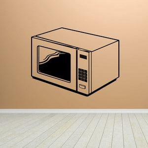 Microwave decal with outlined oven-style unit and dark window panel