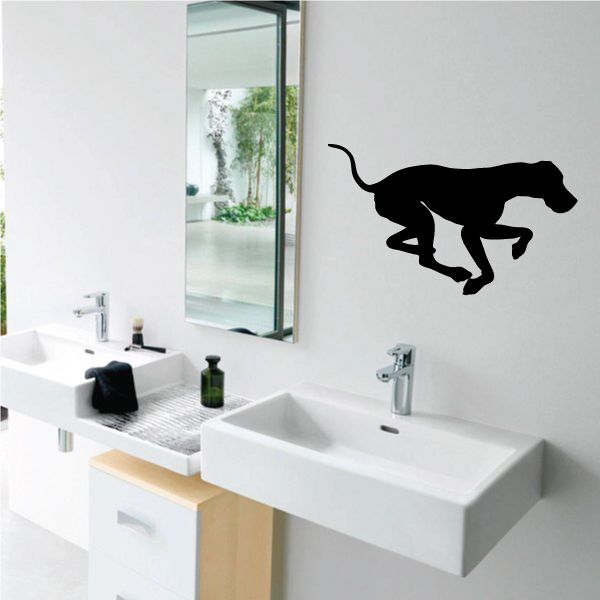 Mid-run Great Dane decal, black silhouette of a running dog