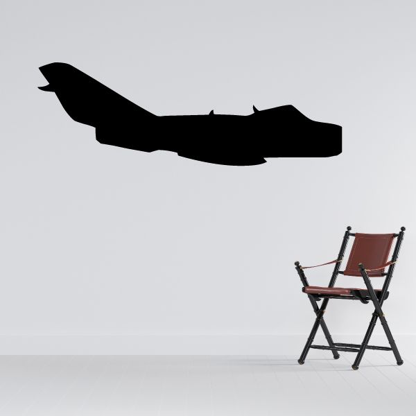 MiG-17 Fresco profile decal, black aircraft silhouette