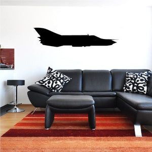 Aircraft profile decal, black jet silhouette with swept wings