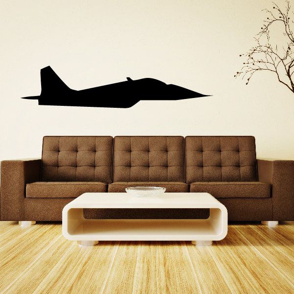 MiG-29 Fulcrum profile decal, black aircraft silhouette sticker