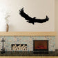 Flying hawk decal, black silhouette soaring with wings spread