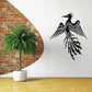 Peacock decal sticker with black detailed bird silhouette and spread tail feathers