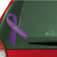 Purple migraine awareness ribbon vinyl sticker with script text