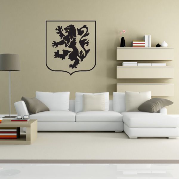 Lion crest decal with black shield design
