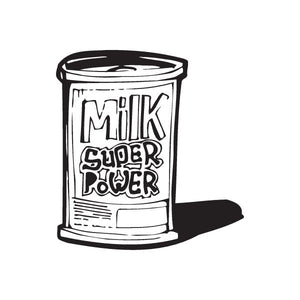 Milk Gives Super Powers decal featuring a milk can graphic