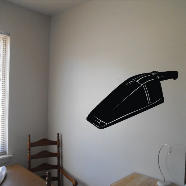 Black mini hand vacuum decal silhouette with nozzle and hose