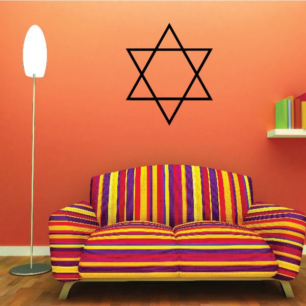 Minimal Star of David decal, black outline six-pointed star