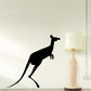 Kangaroo jumping wall decal with black minimalist silhouette
