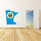 Minnesota state flag sticker with blue silhouette and circular seal
