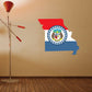 Missouri state flag outline sticker with circular state seal in the center