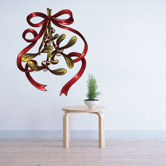 Image of Mistletoe with Ribbons Printed Die Cut Decal