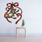 Mistletoe decal with red ribbon bow, printed die-cut wreath with berries