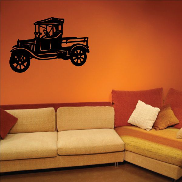 Vinyl wall decal of vintage Model T pickup truck silhouette in black