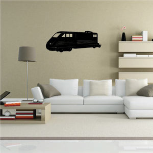 Black commuter train engine wall decal with windows and front details
