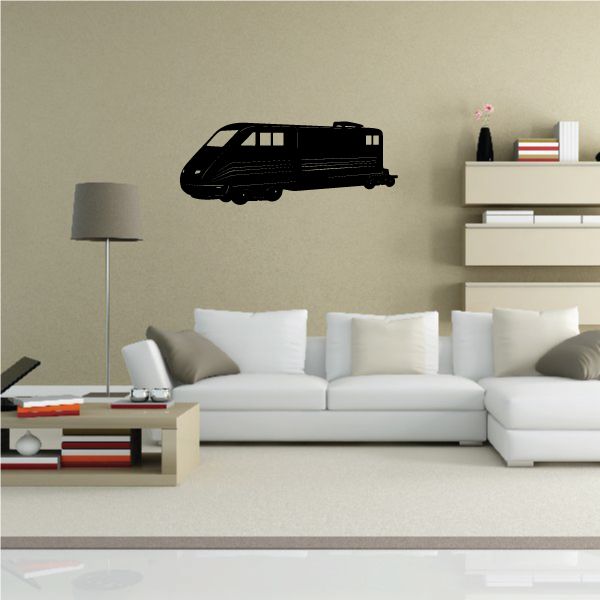 Black commuter train engine wall decal with windows and front details