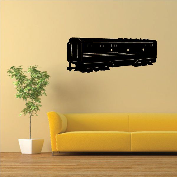 Black locomotive wall decal with front wheels and window detail