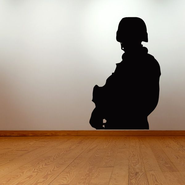 Soldier silhouette wall decal with black side profile