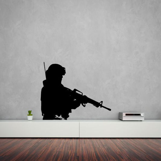 Image of Modern Soldier with Gun Decal