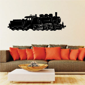 Black steam train decal with modern locomotive silhouette