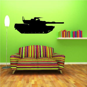 Modern super tank decal, black silhouette tank wall graphic