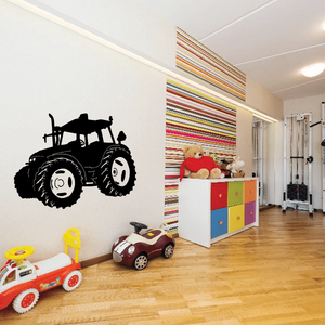 Tractor wall decal, black tractor silhouette.