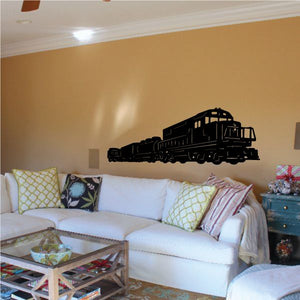 Train wall decal, black utility locomotive silhouette